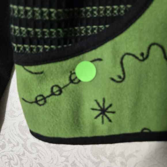 VTG Wool Blend Canvasbacks Jacket S Green Black Mixed Print Art To Wear Boho - Picture 4 of 13